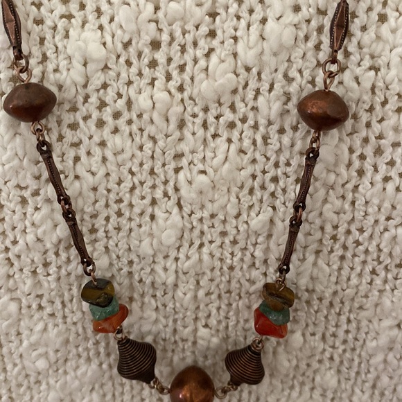 VTG 30” Copper Colored & Stone Necklace - Picture 2 of 7